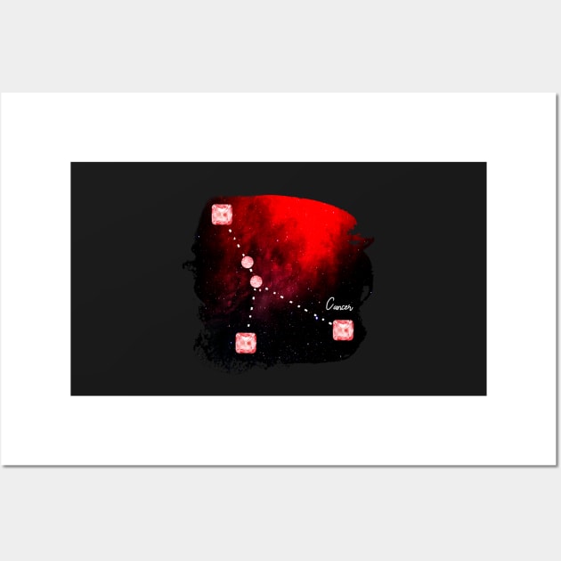 Cancer Constellation in Ruby - Star Signs and Birth Stones Wall Art by annaleebeer